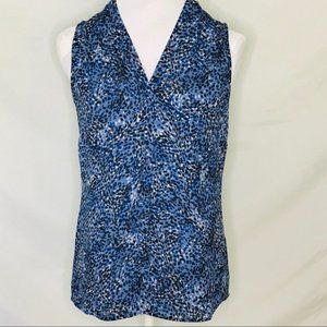 Nic+Zoe Blue Leopard swirl print Top Sz XS